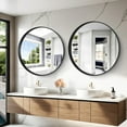 thumbnail image 4 of BEAUTYPEAK 24" Rounded Bathroom Wall Mirror with Deep Frame,Black, 4 of 5