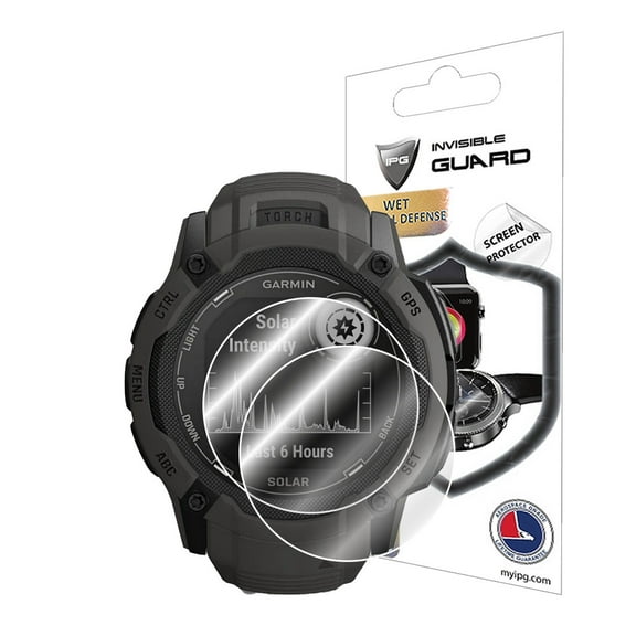 IPG for Garmin Instinct 2X Solar, GPS Smartwatch Screen Protector (2 Units) Invisible Ultra HD Clear Film Anti Scratch Guard-Smooth/Self-Healing/Bubble -Free for 2X Solar
