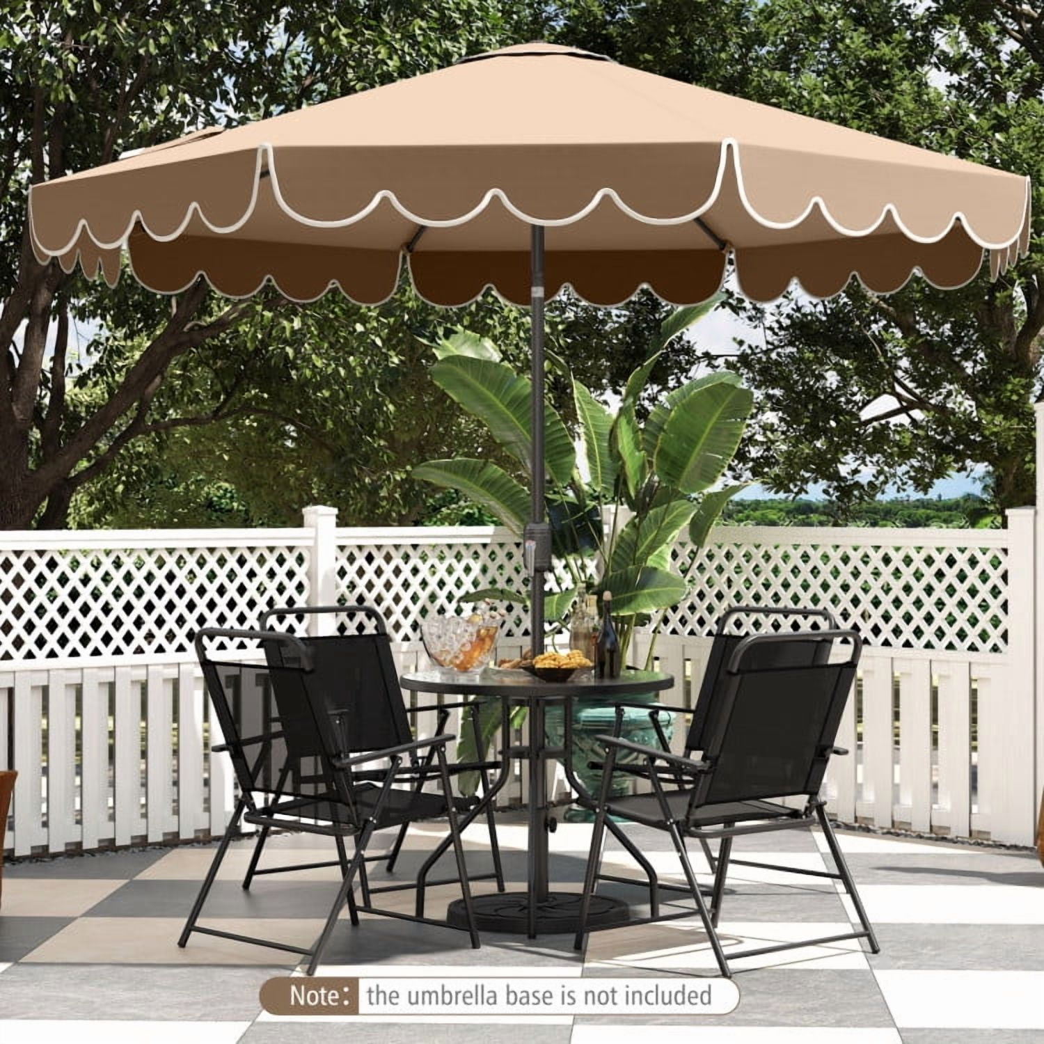 GVN Outdoor Patio Umbrella,Patio Umbrella,10 Feet Patio Umbrella Outdoor Market Umbrella with Crank Tilt Adjustment-Brown