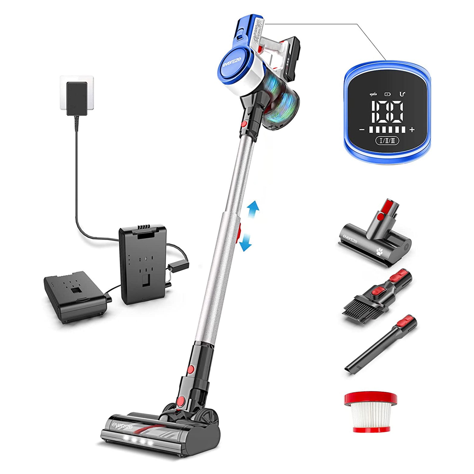 Evereze EVC4002 Portable Cordless Stick Vacuum Cleaner, 100 Minute Runtime