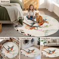 thumbnail image 6 of Vintage Bird Round Area&nbsp;Rug 3.3ft Spring Summer Retro Peony Floral Tree Branch Non-Slip&nbsp;Washable Circle Rugs Soft Felt Indoor Floor Mat for Bedroom Kitchen Living Room Bathroom, 6 of 9