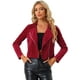 thumbnail image 1 of Chaqueta de motociclista Allegra K con cuello de solapa y cremallera de terciopelo Rojo S, 1 of 5