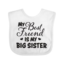 Inktastic My Best Friend is My Big Sister with Hearts Boys or Girls Baby Bib
