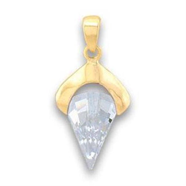 Alamode LOA632 Pendentif en Laiton Doré pour Femmes avec Grade AAA CZ en Transparent