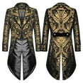 thumbnail image 6 of Men's Fashion Festival Performance Gothic Punk Tailcoat Jacket Black Brocade Brocade Wedding Jacket, 6 of 8