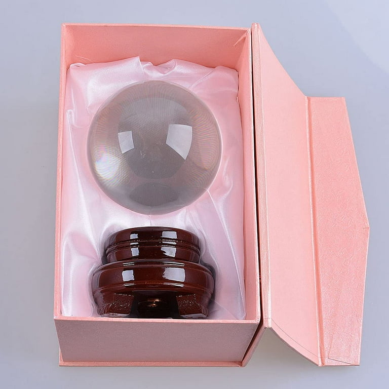 8-Inch Clear Crystal Ball With Wooden Stand - K9 Crystal For Meditation, Divination, Home Decor
