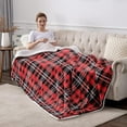 thumbnail image 4 of Sherpa Plaid Fleece Throw Blanket, Double-Sided Super Soft Luxurious Bedding Blanket 50 x 60 inches, Red/Grey, 4 of 6