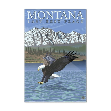 Montana, Last Best Place - Fishing Eagle - Lantern Press Original Poster (8x12 Acrylic Wall Art Gallery (Best Place To Order Daylilies)