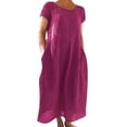 thumbnail image 1 of WILLBEST Vêtements d'Assemblage pour Femmes Robe Décontractée Unie à Manches Courtes Col Rond Ample avec Poches, 1 of 4