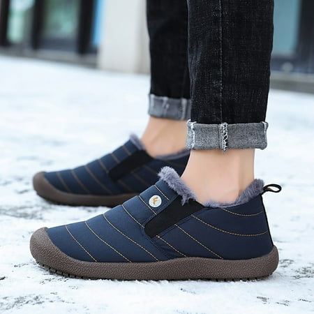 

TALKVE Fashion Winter Men s Snow Boots Flat Soft Bottom Non Slip Waterproof Plush Warm And Comfortable Slip On Solid Color