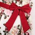 thumbnail image 5 of JIAYUE Summer Kids Girls Dresses Floral Round Neck Short Sleeve Drop Shoulder Mid Length with Bow Belt Ball Gown For Child Vacation Wearing Dress, 5 of 8