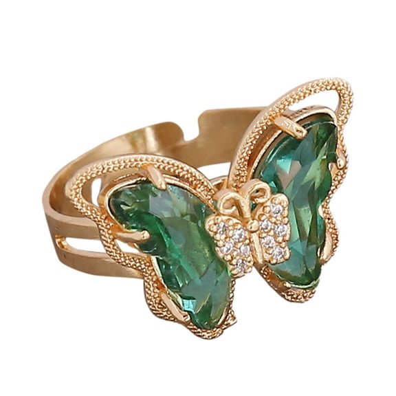 CILENON Womens Wedding Bands Fashion Three-Dimensional Butterfly Ring Open Ring Natural Rings Personalized Opening Adjustable Ring Rings for Women Sterling Silver (J,One Size)