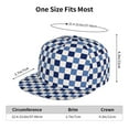 thumbnail image 2 of Adjustable Baseball Cap, Blue and White Plaid Flat Bill Trucker Flat Brim Hats Dad Hat for Men Women - Snapback Hat Adjustable Size, 2 of 7