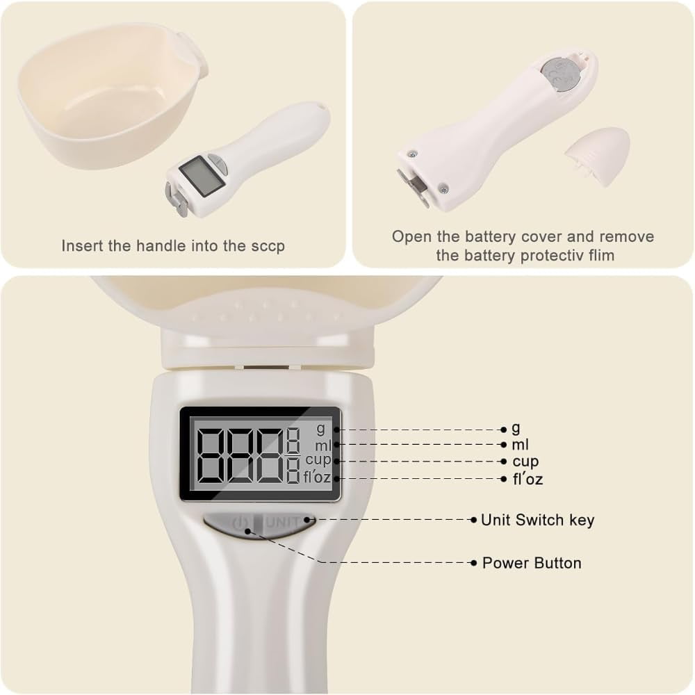 Electronic Digital Measuring Spoon Scale - LCD Display with Conversion, Adjustable Measuring Spoon for Cooking, Baking, Coffee and Pet Food, Portable Detachable Kitchen Gadget for Home (small)