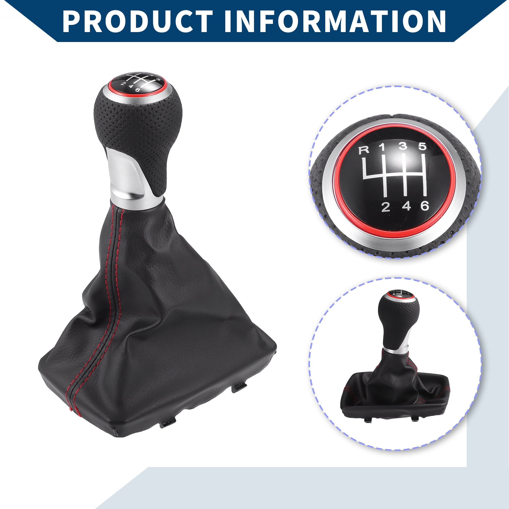 Unique Bargains Gear Shift Knob with Dust Cover 6 Speed Manual Stick Shifter Knob for Audi S-Line Plastic Black