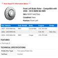 thumbnail image 2 of Front Left Brake Rotor - Compatible with 2006 - 2010 BMW M6 RWD 2007 2008 2009, 2 of 2