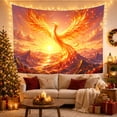 thumbnail image 3 of Flaming Phoenix Above a Winding Mountain River, Dramatic Fantasy Art for Mythical Bird Lovers, Renewal Decor, New Home Gift, Tapestry Wall Hanging for Bedroom and Living Room, 3 of 7