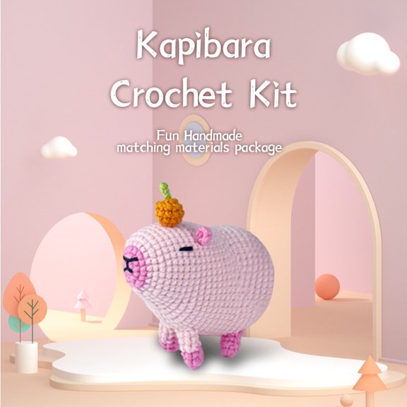 Crochet kit for beginners, complete DIY kit for animals, adults, and children, with step-by-step guidance and video tutorials, handmade doll crochet DIY cross-border crochet