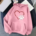 thumbnail image 2 of Bmisegm Chandail à Capuche Décontracté pour Femmes Automne Hiver Confortable Chic Imprimé Cœur Manches Longues Col Rond avec Poche Rose TTG, 2 of 3