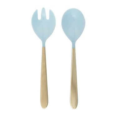 The Pioneer Woman Light Blue & Gold Plastic Serving Utensils Set, 4pcs