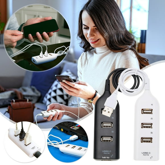 Xihbxyly Concentrador Divisor Usb 2.0, Transferencia de Datos de Alta Velocidad, Compatibilidad con Intercambio En Caliente de 4 Puertos, Compatible con Disco U, Teclado, Ratón y Escáner, Plug And Pl