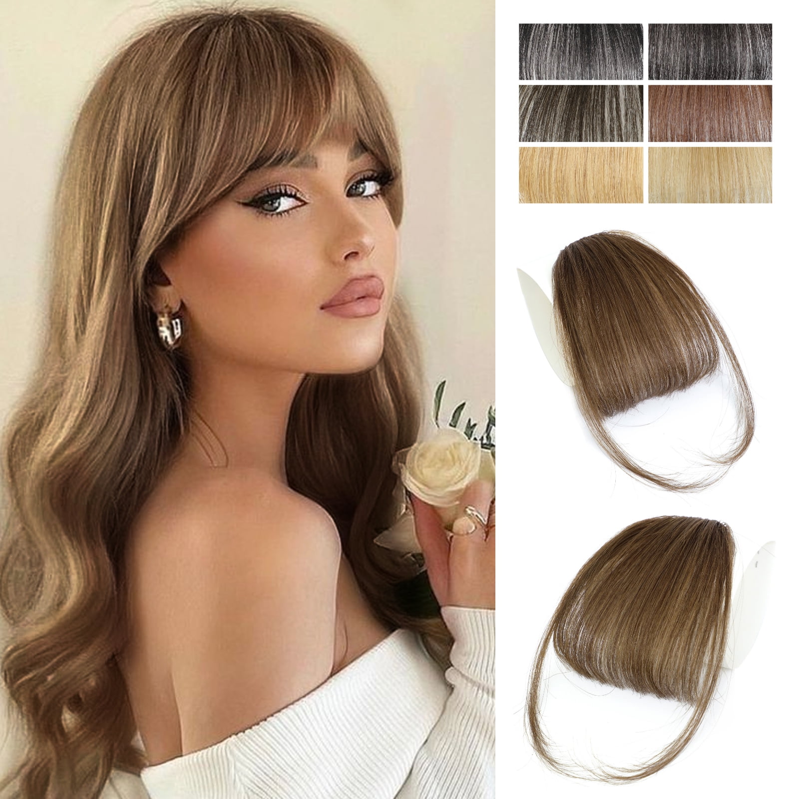 MORICA Clip in Bangs for Women 100% Human Hair Extensions Wispy Bangs Fringe  with Temples Hairpieces Air Bangs Flat Bangs Clip Curved Bangs for Daily  Wear 