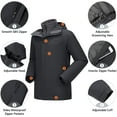 thumbnail image 4 of CROWN Men's Ski Jacket 3 in 1 Waterproof Winter Jacket Snow Jacket Windproof Hooded with Inner Warm Fleece Coat, 4 of 7
