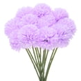 thumbnail image 1 of Uxcell 12 paquetes de flores de bola de crisantemo artificial de 11 pulgadas, ramos de crisantemo de seda para el hogar púrpura claro, 1 of 6