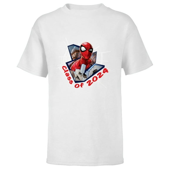 Marvel Spider-Man Super Hero Graduation Grad Class of 2024 - Short Sleeve T-Shirt for Kids - Customized-White