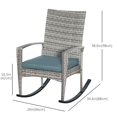 thumbnail image 2 of Outdoor PE Rattan Rocking Chair, Garden Glider Rocking Chair, Wicker Patio Chair Set with Armrest and Cushion, Grey, 2 of 7