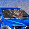 thumbnail image 4 of Xixirimido Car Windshield Sun Shade Sun Visor for Front Window Sunshade Block UV Rays Universal Fit Truck SUV Van Auto Accessories, American Flag Wolf Leaves, 4 of 8