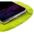 thumbnail image 4 of Compatible with iPhone 14 Pro Max Case Cute Plush Furry Case with Glitter Lanyard Strap Bling Diamond Camera Lens Protector Soft Winter Warm Plush Fluffy Fur Cover for Women Girls, Neon Green, 4 of 12