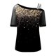 thumbnail image 4 of Blusa casual para mujer Camiseta estampada Malla Fuera del hombro Patchwork Manga corta Tops Pompotops  hkajfhjk473676, 4 of 5