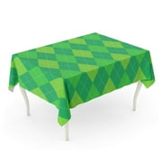 KDAGR Green Golf Argyle Plaid Printing Pattern Traditional Diamond Check for Digital Border S Tablecloth Table Desk Cover Home Party Decor 52x70 inch