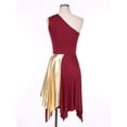 thumbnail image 4 of Raenseen Women One Shoulder Tank Dress Liturgical Church Praise Dance Dress Praise Dance Tunic Burgundy XL, 4 of 9