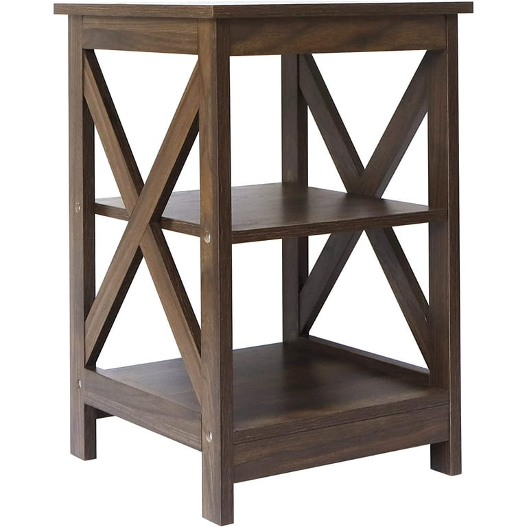 Side Table Modern Farmhouse Wood End Table with 3 Tier Storage Sargent Oak Walmart