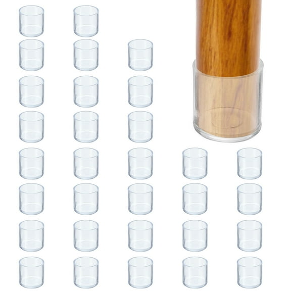 Rubber Chair Leg Caps 1", Furniture Feet Ferrule Caps Stoppers Non-Slip Table Leg Tip Protectors, Transparent 32 Pcs