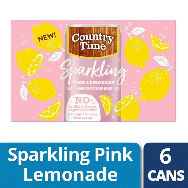 Country Time Sparkling Pink Lemonade, 6 ct 7.5 fl oz Cans Walmart