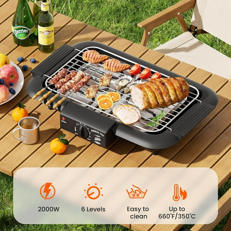 Smokeless Indoor/Outdoor Electric Grill Portable Tabletop Grill Kitchen BBQ Grills Adjustable Temperature Control,Removable Water Filled Drip Tray,2000W,Black( Plug) Smokeless Indoor/Outdoor Electric Grill Portable Tabletop Grill Kitchen BBQ Grills Adjustable Temperature Control,Removable Water Filled Drip Tray,2000W,Black( Plug)