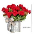 thumbnail image 3 of Ikeay Red Geranium Bucket Wreath for Front Door, Summer Spring Farmhouse Cottage Home Decor, Colorful Faux Flower Hanging Display Red, 3 of 6