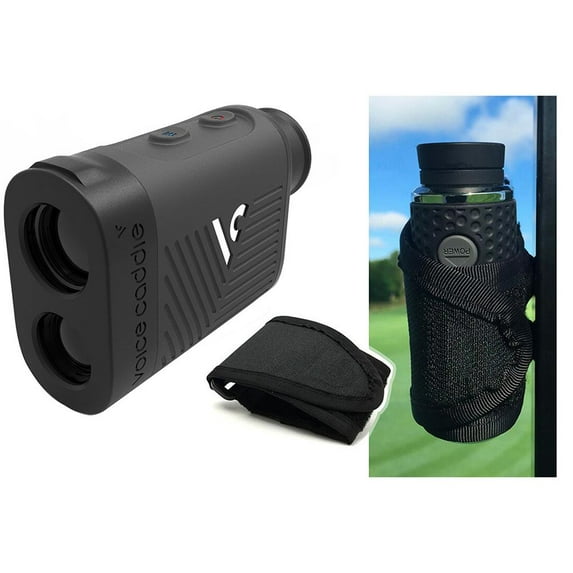 Voice Caddie L4 Golf Laser Rangefinder Mount Bundle | +Magnetic Golf Cart Mount, Laser Pouch & One (1) CR2 Battery | Auto Slope, 6X Magnification