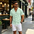 thumbnail image 6 of Sewkxo Men's Linen Shirts Short Sleeve Casual Shirts Button Down Shirt for Men Beach Summer Shirt,Light Green 2XL, 6 of 8