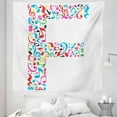 thumbnail image 1 of Letter F Tapestry, Letter F Alphabet with Vibrant Music Notes Harmony Song Design ABC Graphic Print, Fabric Wall Hanging Decor for Bedroom Living Room Dorm, 5 Sizes, Multicolor, by Ambesonne, 1 of 1