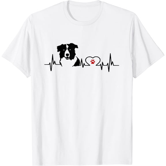 Border Collie Heartbeat Heart Line T-Shirt Gift Idea