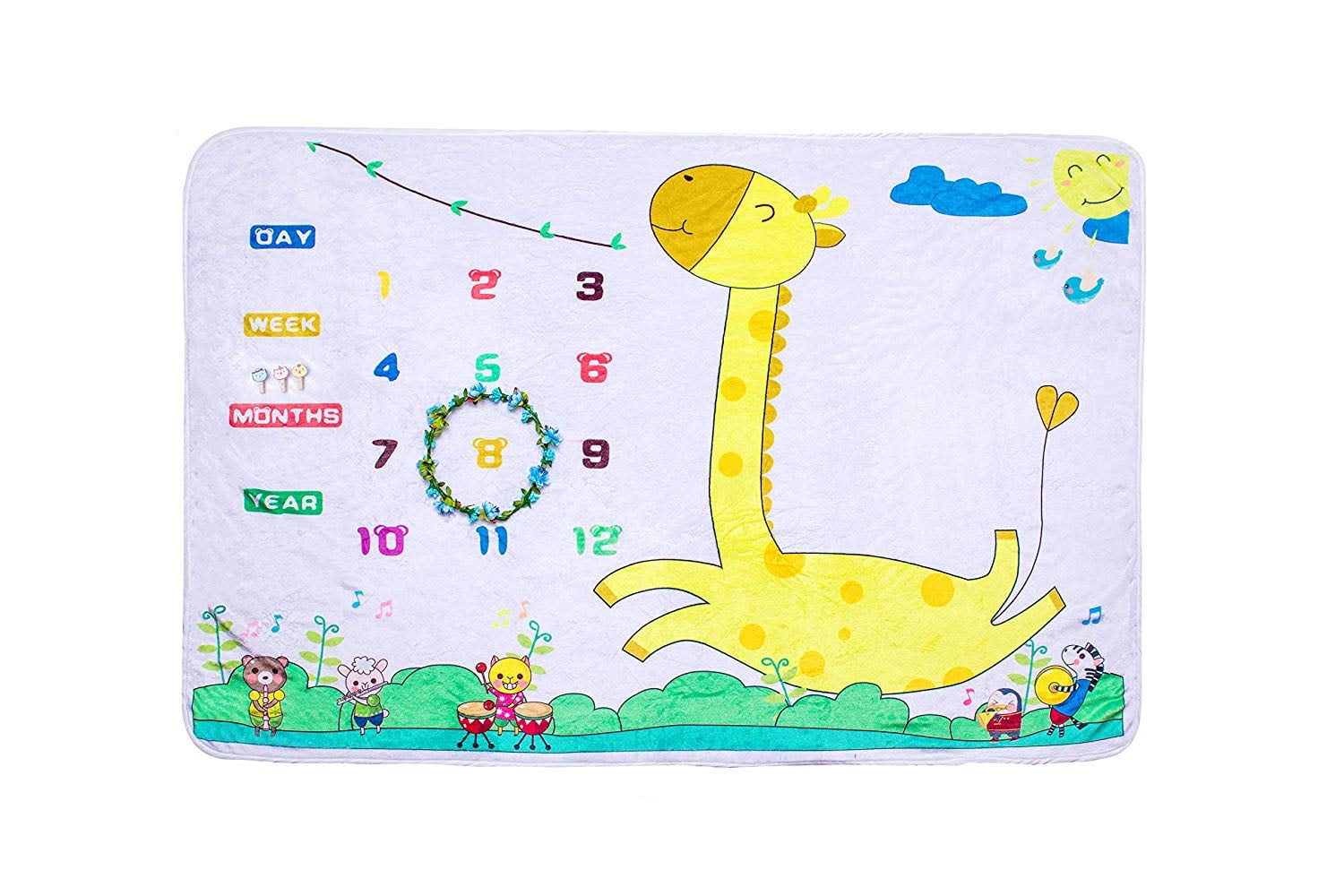 Baby Monthly Milestone Blanket with Head Bow, Large 60x40 Month