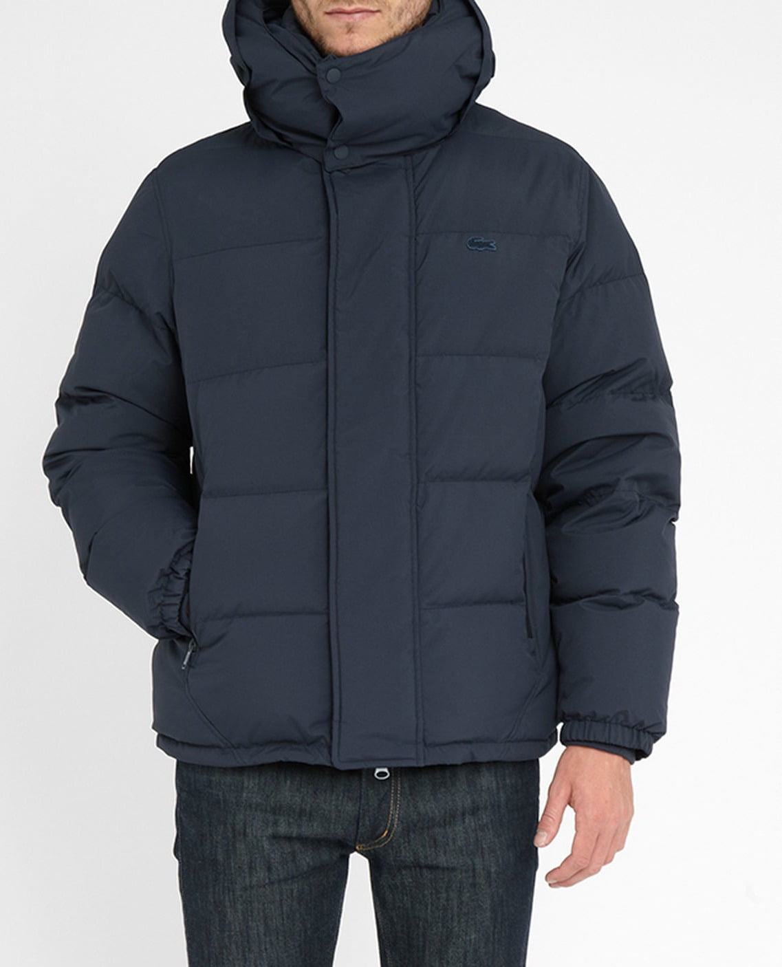 Lacoste - Lacoste NEW Navy Blue Mens Size 54 Full-Zip Hooded Puffer ...