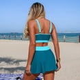 thumbnail image 5 of Erwazi Women's 2 Piece Tankini Set Modest Color Block High Waist Swim Skirt with Pocket, 5 of 7