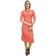 thumbnail image 5 of Atasi Women's Peach Rayon Embroidered Kurti Churidar Straight Cut Salwar Suit - 14, 5 of 9