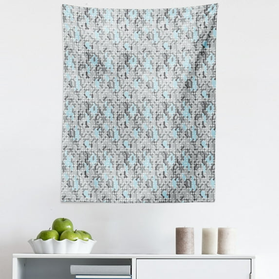 Geometric Tapestry, Video Games Modern Circular Maze Path Curves Rounds Display, Fabric Wall Hanging Decor for Bedroom Living Room Dorm, 5 Sizes, Pale Blue Charcoal Grey, by Ambesonne