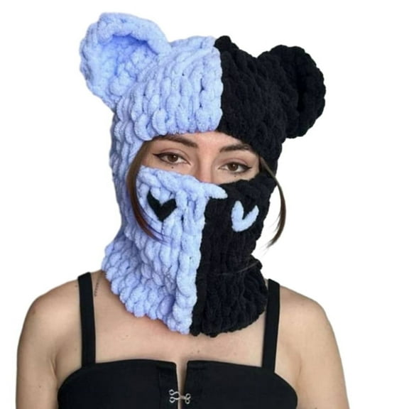 MANNYA Knit Full Face Balaclava Hiking Scarves Bear Ears Balaclava Ski Halloween Hat